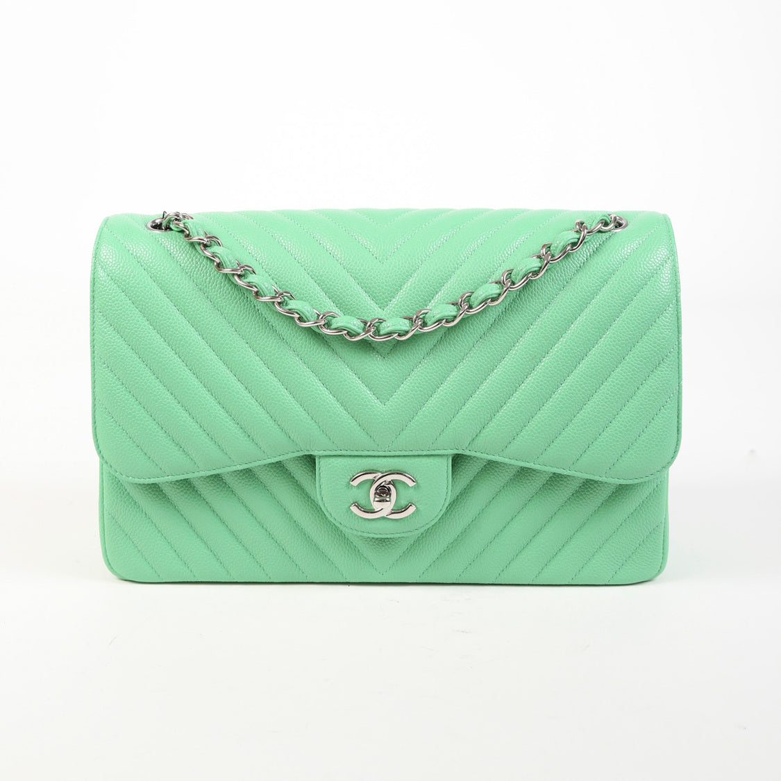 chanel green flap bag