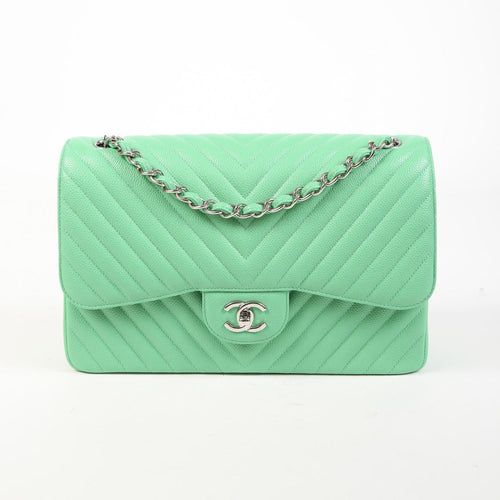 Chanel Jumbo Classic Double Flap Turquoise Blue Quilted