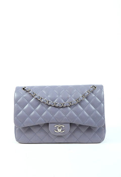 Chanel Jumbo Classic Flap Purple Quilted Lambskin Leather CC Shoulder Bag
