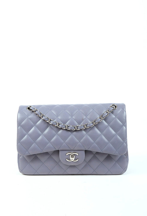 Pre-Owned Chanel Blue Quilted Lambskin Leather Medium Flap Bag
