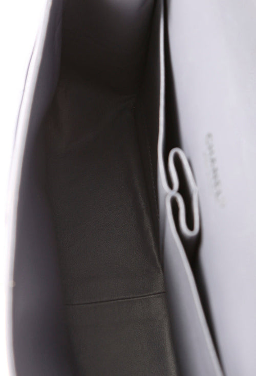 Chanel Lambskin Chevron Quilted Jumbo Classic Flap Shoulder Bag, Grey