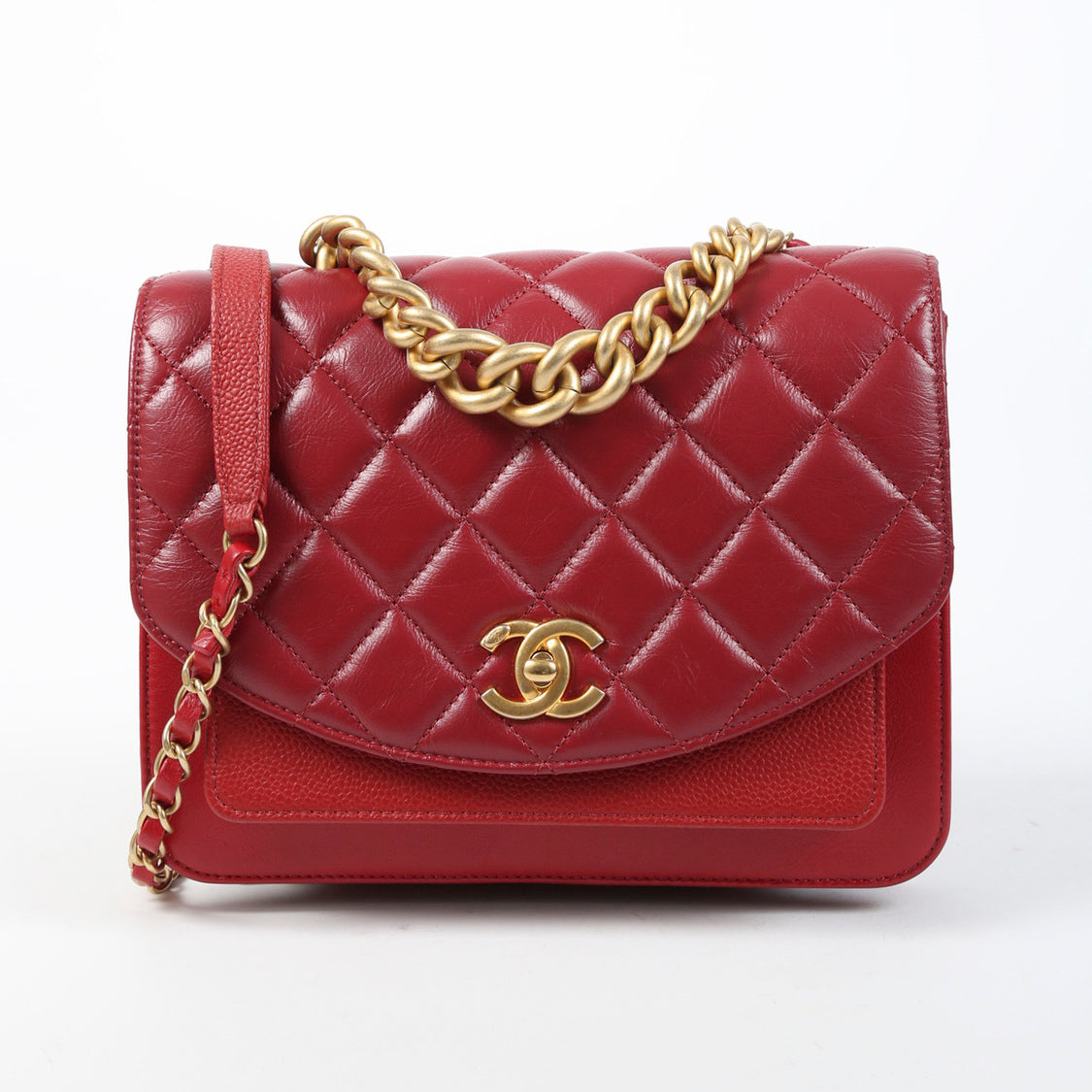 Red Chanel Caviar CC Half Moon Flap Crossbody Bag – Designer Revival