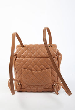 Chanel Urban Spirit Large Brown Quilted Lambskin CC Logo Backpack